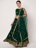 Dupion Hand Block Printed Bias Lehenga Set