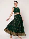 Dupion Hand Block Printed Bias Lehenga Set