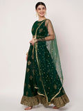 Dupion Hand Block Printed Bias Lehenga Set
