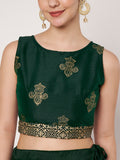 Dupion Hand Block Printed Bias Lehenga Set