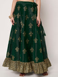 Dupion Hand Block Printed Bias Lehenga Set