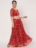 Organza Embroidered Bias Lehenga Set