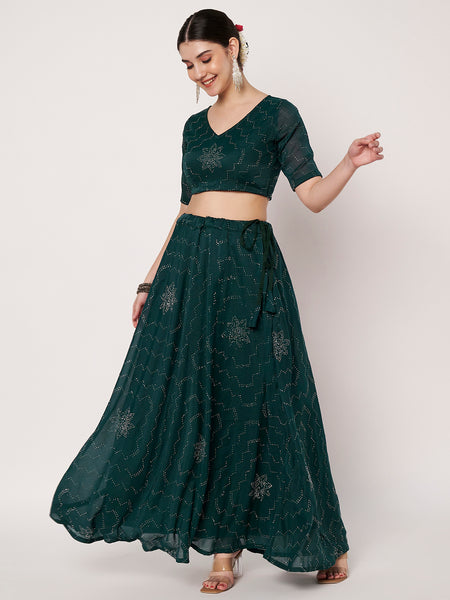 Silk Blend Embellished Bias Lehenga Set