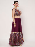 Georgette Embroidered Tiered Lehenga Set