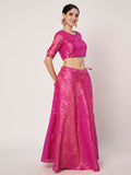 Brocade Floral Bias Lehenga Set