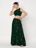 Dupion Block Printed Bias Lehenga Set