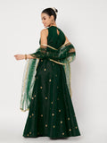 Dupion Block Printed Bias Lehenga Set
