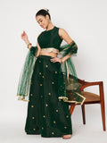 Dupion Block Printed Bias Lehenga Set