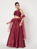 Dupion Block Printed Kalidaar Lehenga Set