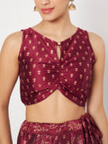 Dupion Block Printed Kalidaar Lehenga Set