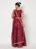 Dupion Block Printed Kalidaar Lehenga Set
