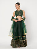 Dupion Block Printed Border Bias Lehenga Set