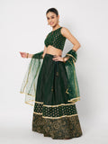 Dupion Block Printed Border Bias Lehenga Set