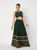 Dupion Block Printed Border Bias Lehenga Set