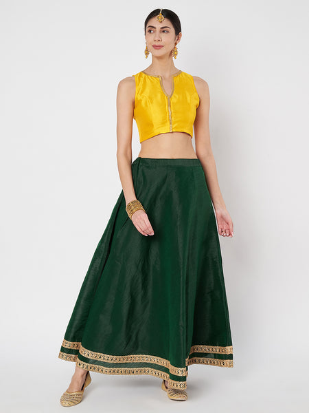 Dupion Solid Embellished Bias Skirt