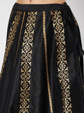 Dupion Hand Block Printed Embellished Bias Skirt
