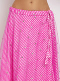 Cotton Net Chita Leheriya Bias Skirt