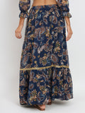 Georgette Printed Embellished Tiered Skirt