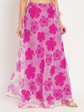 Organza Floral Print Bias Skirt