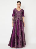 Silk Blend Block Printed Kalidaar Skirt