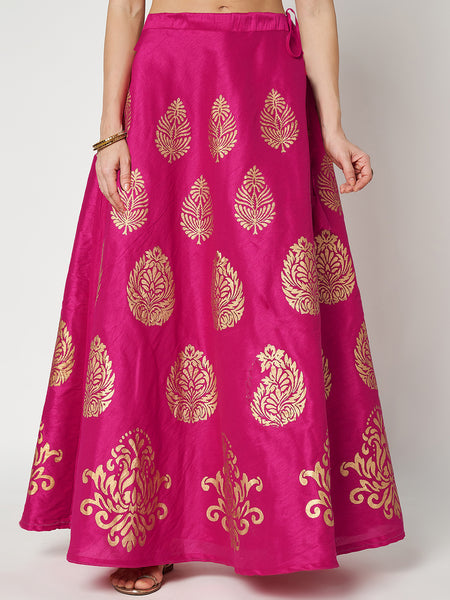 Dupion Hand Block Printed Bias Skirt