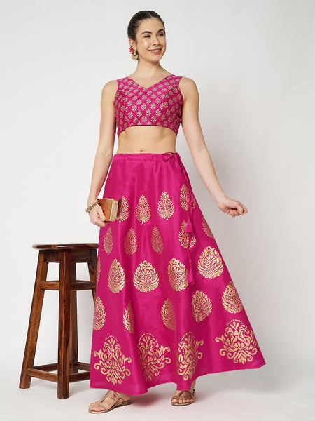 Dupion Hand Block Printed Bias Skirt
