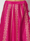 Dupion Hand Block Printed Embellished Bias Skirt