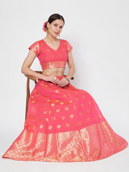 Chanderi Zari Woven Kalidaar Skirt