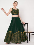 Dupion Block Printed Half And Half Kalidaar Skirt
