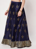 Dupion Block Printed Ruffle Bias Skirt