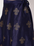 Dupion Block Printed Ruffle Bias Skirt