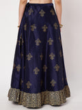 Dupion Block Printed Ruffle Bias Skirt