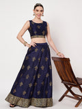 Dupion Block Printed Ruffle Bias Skirt