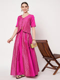 Silk Blend Block Printed Kalidaar Skirt