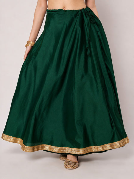 Silk Blend Solid Embellished Bias Skirt