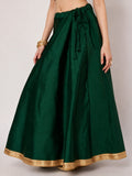 Silk Blend Solid Embellished Bias Skirt