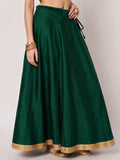 Silk Blend Solid Embellished Bias Skirt