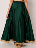 Silk Blend Solid Embellished Bias Skirt