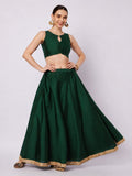 Silk Blend Solid Embellished Bias Skirt