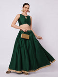 Silk Blend Solid Embellished Bias Skirt