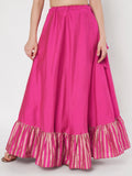 Silk Blend Printed Ruffle Bias Skirt