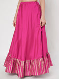 Silk Blend Printed Ruffle Bias Skirt