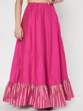 Silk Blend Printed Ruffle Bias Skirt