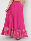 Silk Blend Printed Ruffle Bias Skirt
