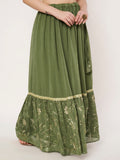Georgette Embroidered Tiered Skirt