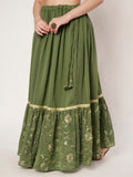 Georgette Embroidered Tiered Skirt