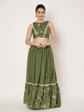 Georgette Embroidered Tiered Skirt