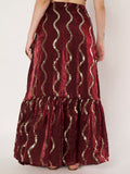 Silk Blend Embroidered Tiered Skirt