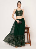 Georgette Embroidered Tiered Skirt