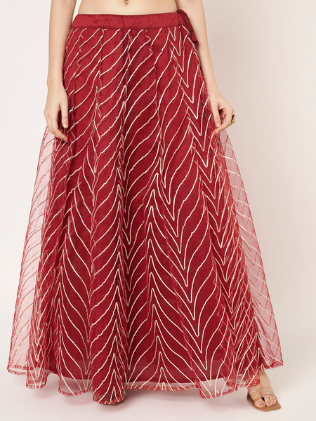Net Gota Embroidered Kaildaar Skirt
